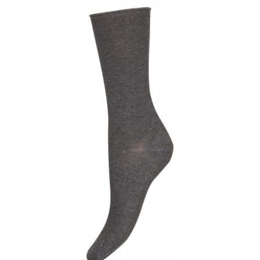 Accessories Decoy Ankel Stromper | Decoy Ankle Sock Fine Knit - Gra Bambus Ankelstrompe 20345