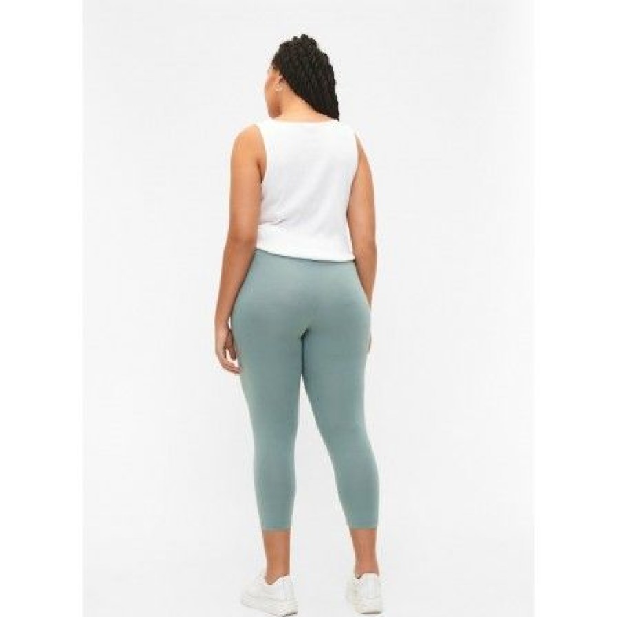 Underdele Zizzi | Zizzi Leggings 3/4 Noos - Gronne Leggings N00011V Chinois Green