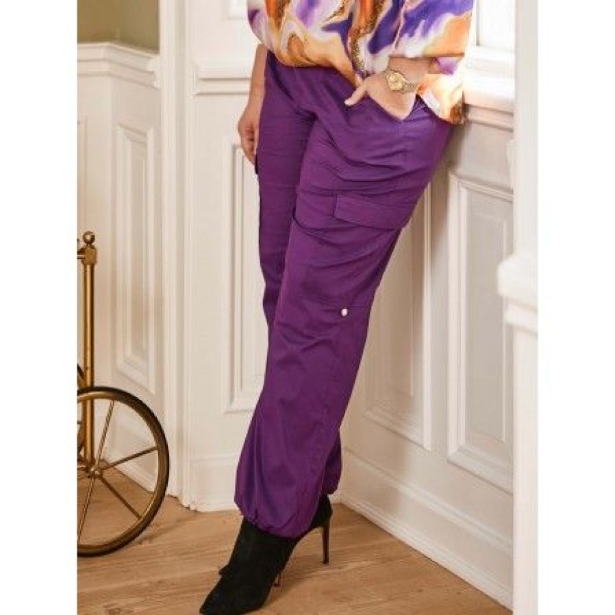 Plus Size Zoey | Zoey Ashlyn Pants - Lilla Cargopants 231-1410 Purple