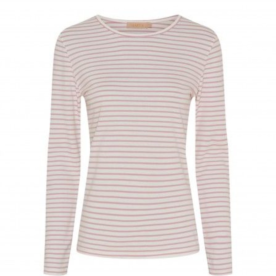 Overdele Marta du Chteau | Marta Mdcnancy Ls Tee - Rosa/Hvid Stribet T-Shirt 6111 Rose/White