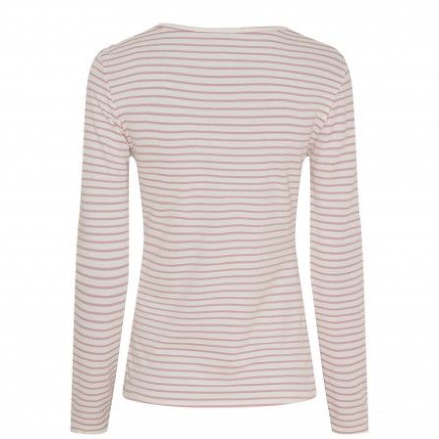 Overdele Marta du Chteau | Marta Mdcnancy Ls Tee - Rosa/Hvid Stribet T-Shirt 6111 Rose/White