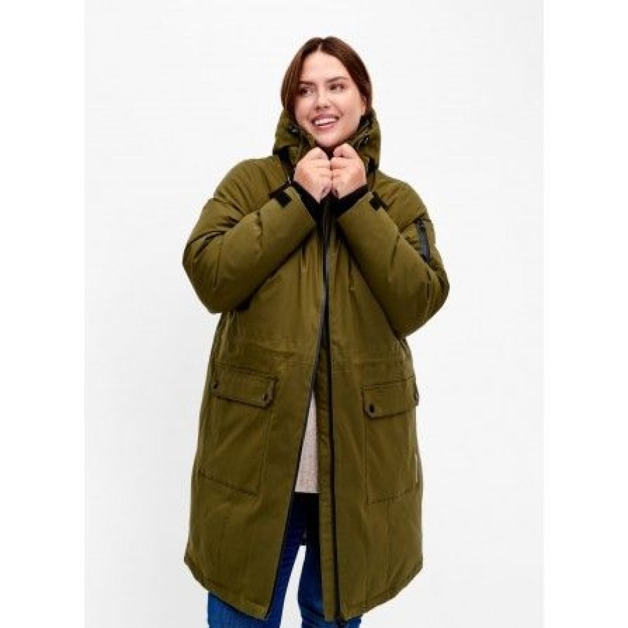 Overtoj Zizzi | Zizzi Mtrack L/S Coat - Gron Vinterjakke M61078C Winter Moss