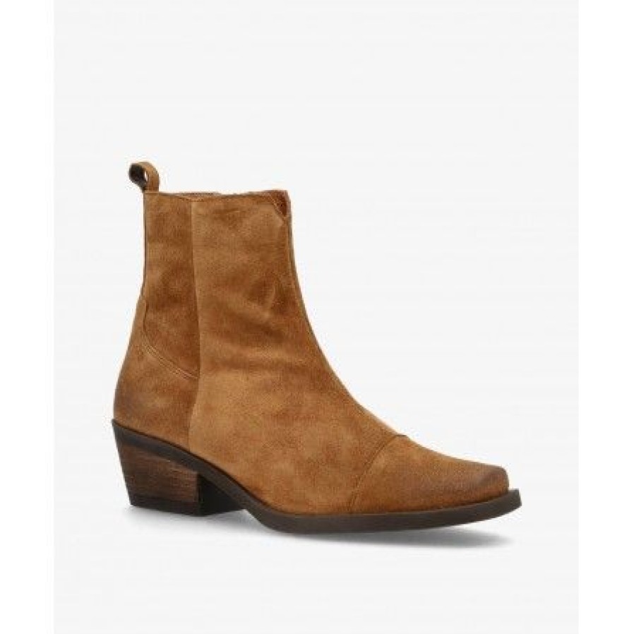 Sko Shoedesign Copenhagen | Shoedesign Calamity - Cognac Farvet Western Stovle S232-1905 Suede Tan