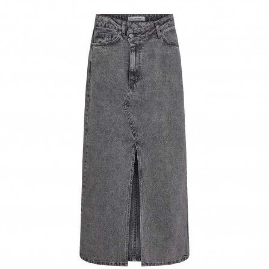 Underdele Co'couture | Co Couture Vikacc Asym Slit Skirt - Gra Denim Nederdel 34099 Mid Grey