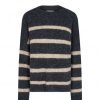 Overdele Co'couture | Co Couture Cozycc Stripe Turtleneck - Gra/Beige Stribet Strik 32049 Antracit