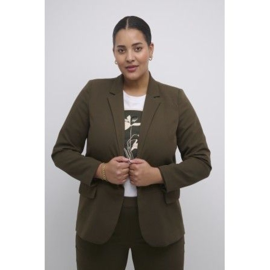 Overtoj Kaffe Curve | Kaffe Curve Kcsakira Blazer - Armygron Habitjakke 10580933 Forest Night