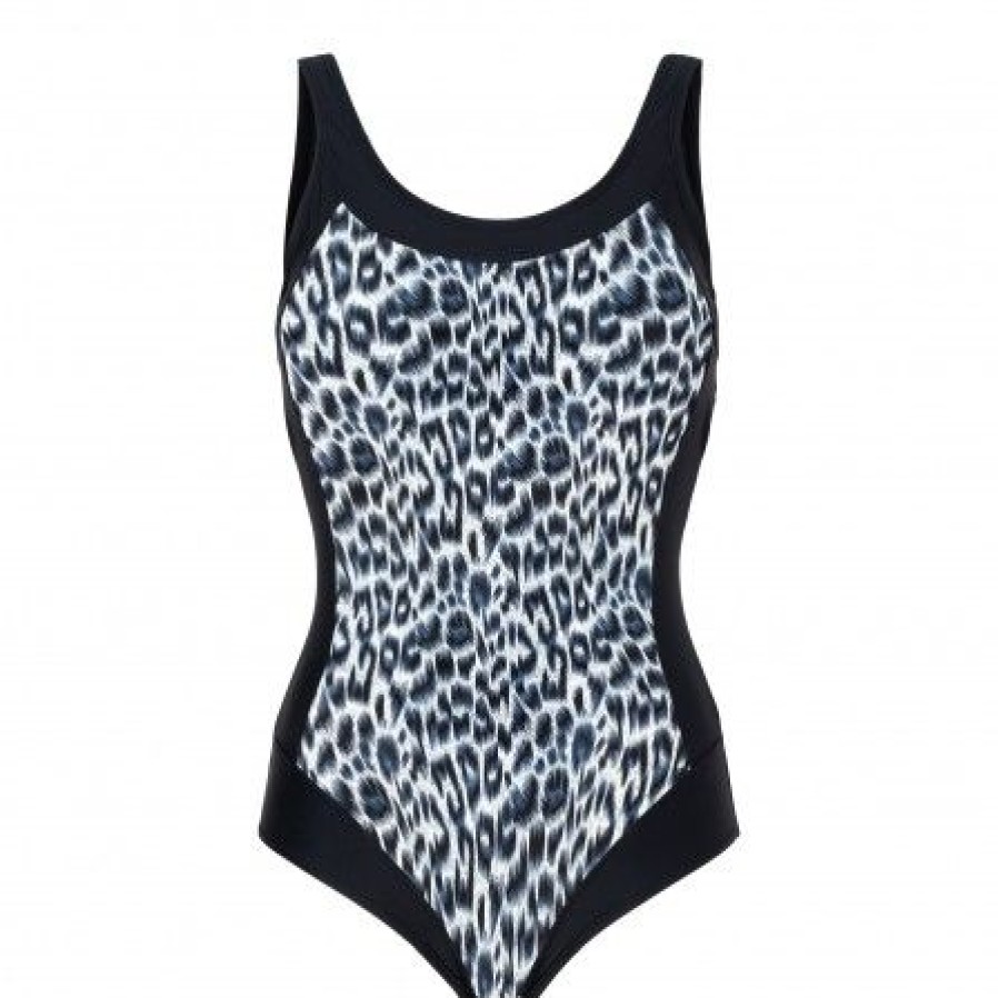 Lingeri/Nattoj WIKI Badetoj | Wiki Swimsuit Isabella Classic - Bla/Gra/Sort Leopard Badedragt 468-9518 Milos