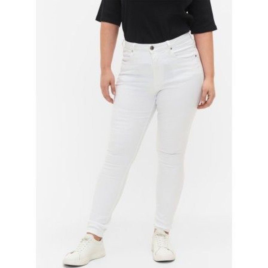 Underdele Zizzi | Zizzi Jeans, Long, Amy - Hvid Jeans J10305L White