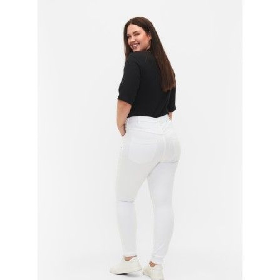 Underdele Zizzi | Zizzi Jeans, Long, Amy - Hvid Jeans J10305L White