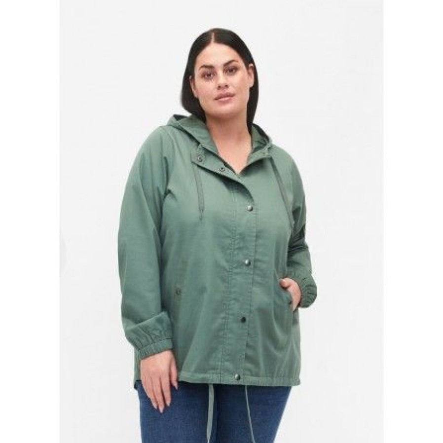 Overtoj Zizzi | Zizzi Mcamma L/S Jacket - Gron Overtojs Jakke M52606C