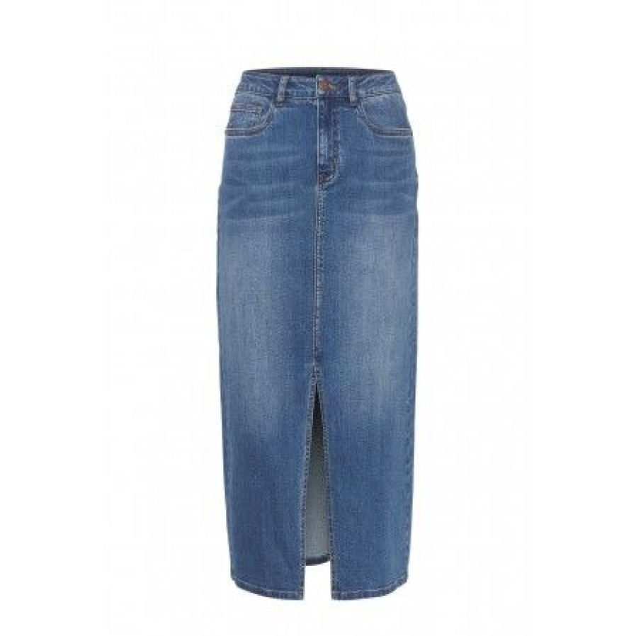 Underdele Kaffe | Kaffe Kasinem Hw Denim Skirt - Bla Lang Cowboy Nederdel 10508064 Medium Blue Denim