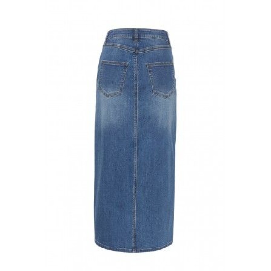 Underdele Kaffe | Kaffe Kasinem Hw Denim Skirt - Bla Lang Cowboy Nederdel 10508064 Medium Blue Denim