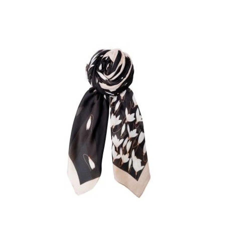 Accessories Black Colour | Black Colour Bchenley Satin Scarf - Torklaede Med Vintergaek 208328 Black