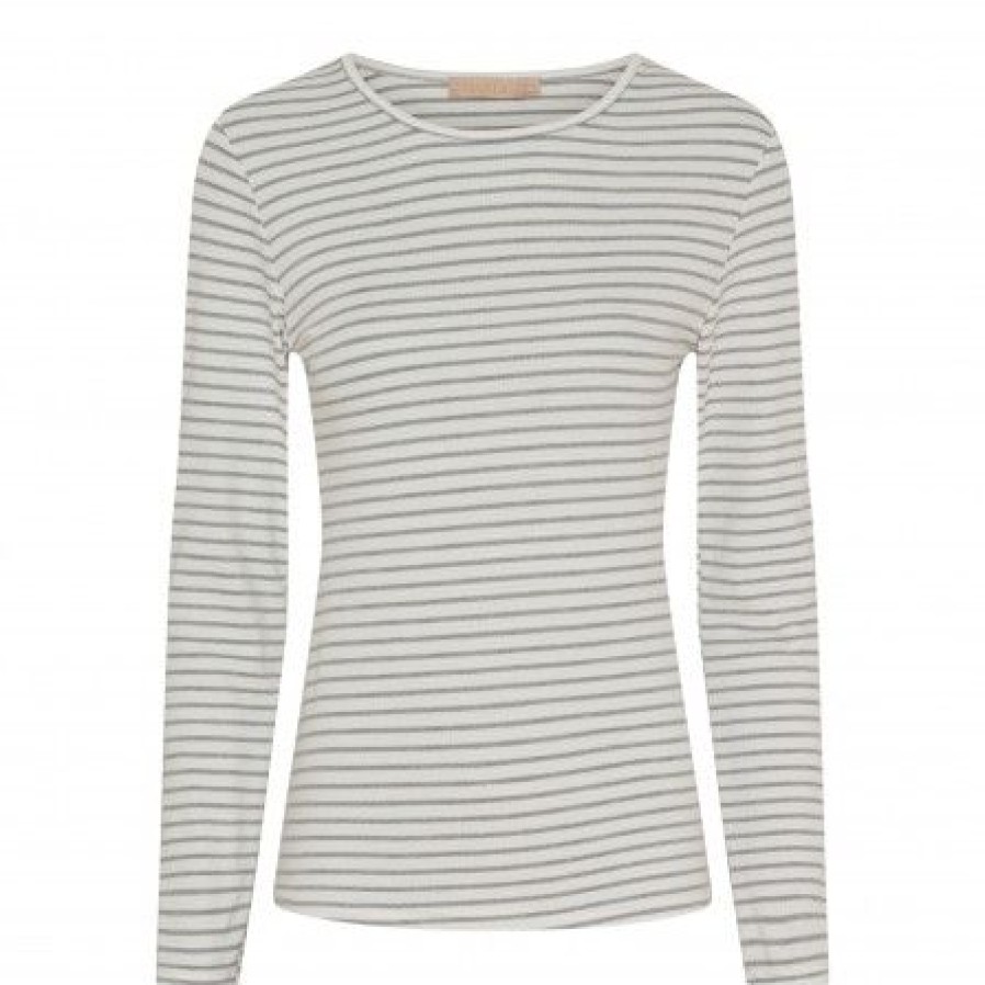 Overdele Marta du Chteau | Marta Mdcnancy Ls Tee - Gra/Hvid Stribet T-Shirt 6111 Grey/White