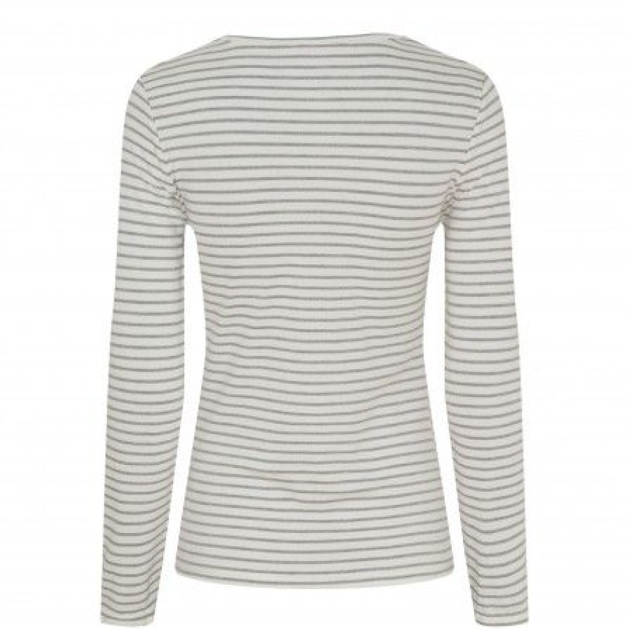 Overdele Marta du Chteau | Marta Mdcnancy Ls Tee - Gra/Hvid Stribet T-Shirt 6111 Grey/White