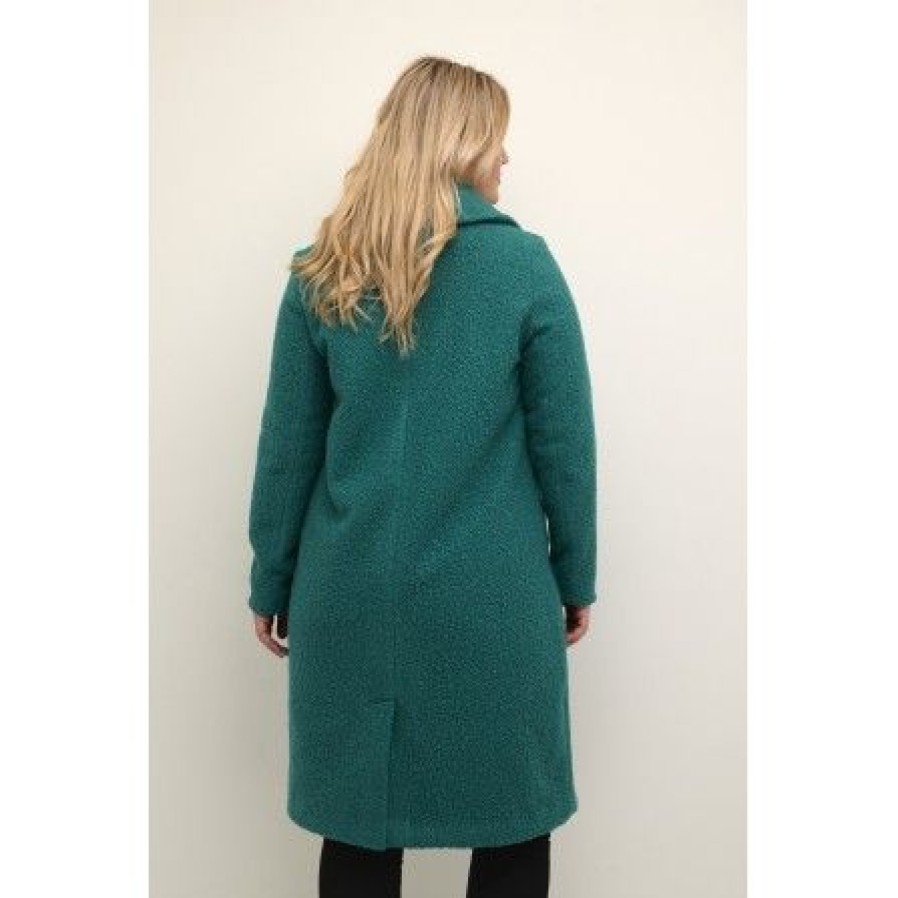 Overtoj Kaffe Curve | Kaffe Curve Kcanni Coat - Petrolfarvet Boucle Jakke 10581142 Aventurine