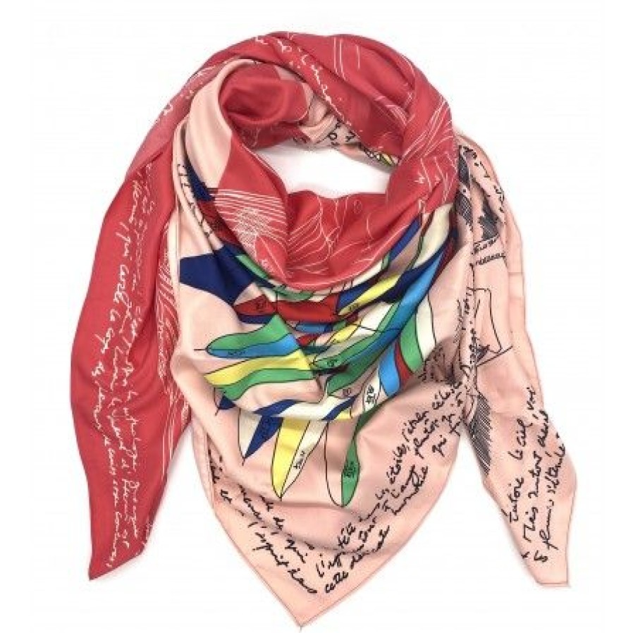 Accessories Just d'lux | Just D Lux Scarf - Rod/Rosa Printet Torklaede B13-0027