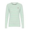 Overdele Kaffe | Kaffe Liddy T-Shirt - Stribet T-Shirt 10502821 Chalk/Gumdrop Green