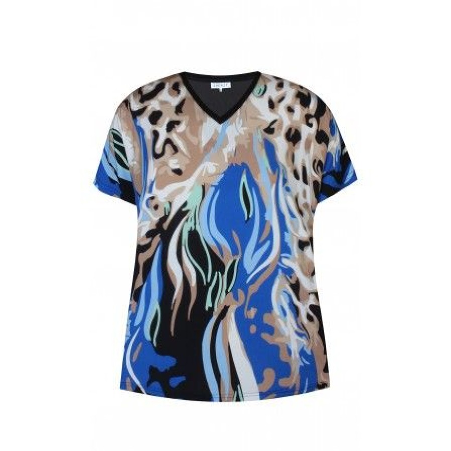 Overdele Zhenzi | Zhenzi Ariella T-Shirt - Bla Printet T-Shirt 200097 Lapis Blue