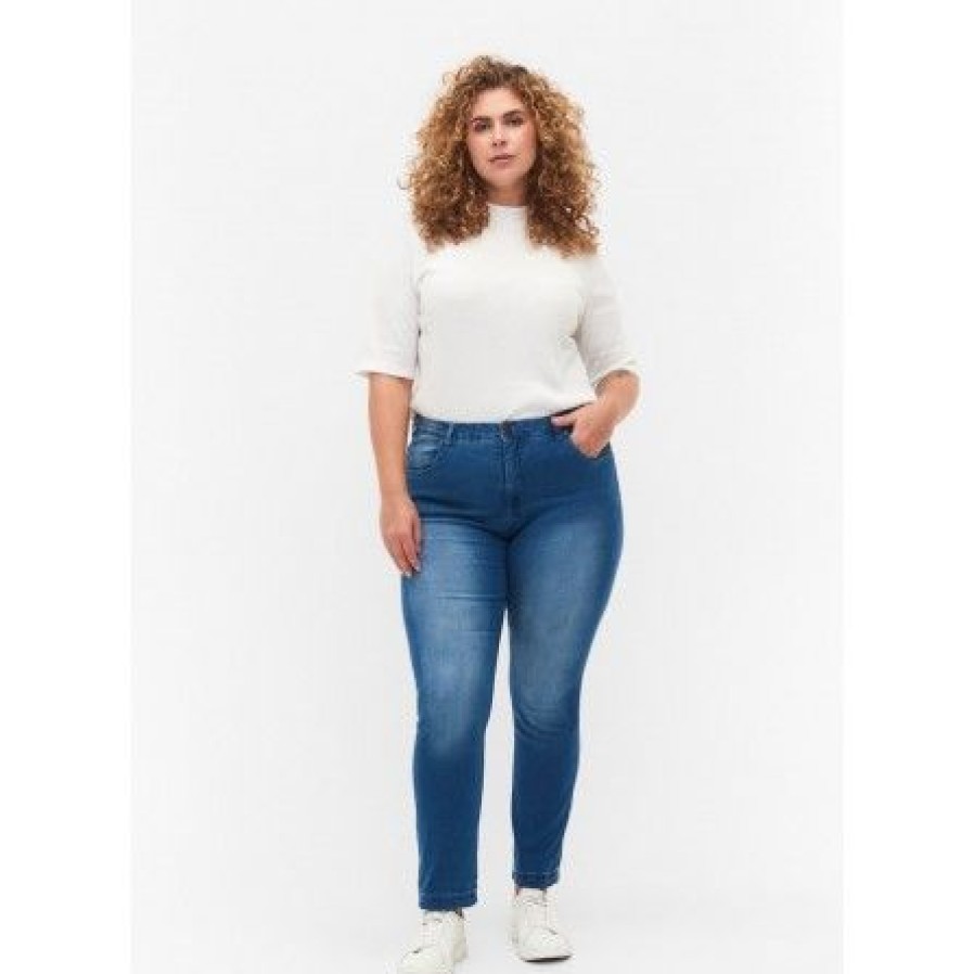 Underdele Zizzi | Zizzi Jeans, Long, Emily J10305A - Lysebla Jeans Light Blue