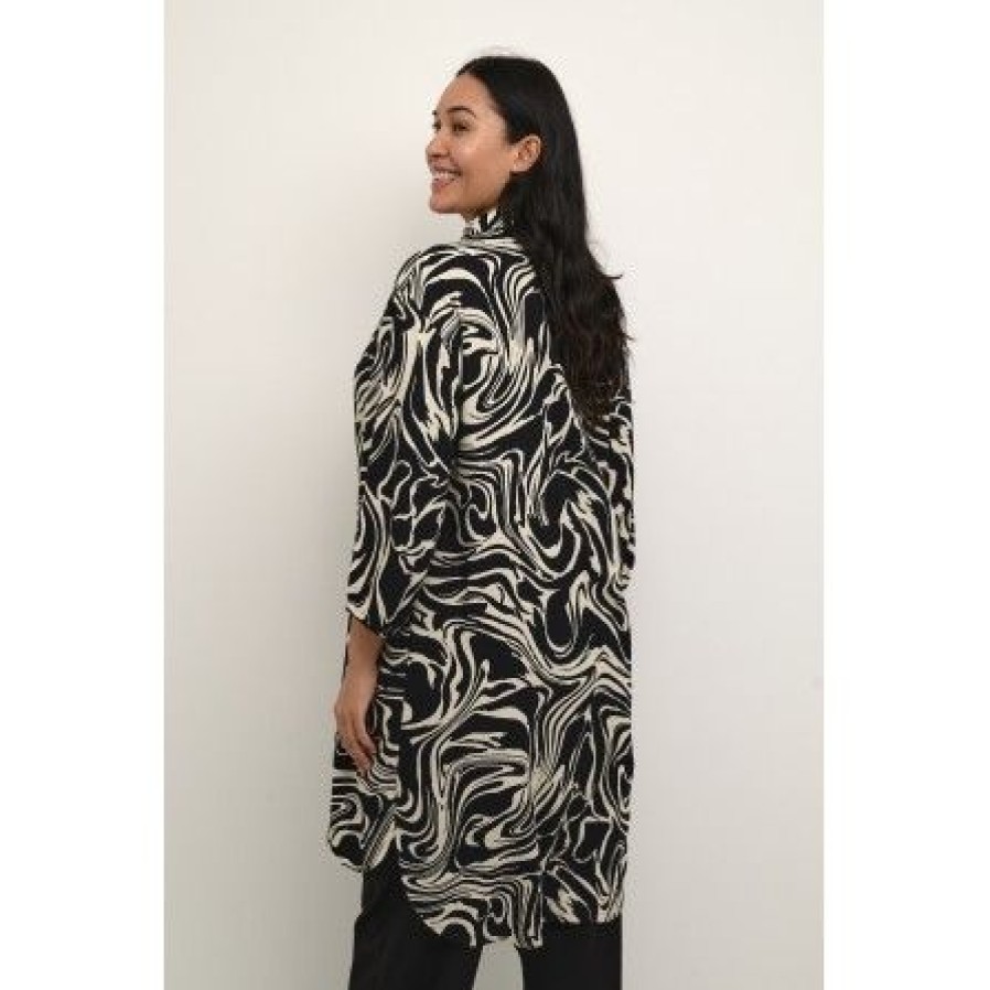 Kjoler Kaffe Curve | Kaffe Curve Kccala Shirt Tunic - Sort/Hvid Printet Tunika 10582160 Black/White Graphic Print