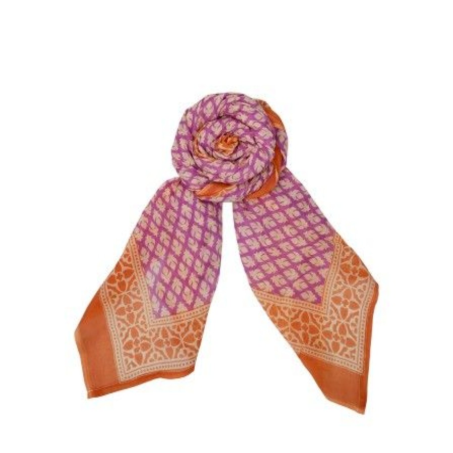 Accessories Black Colour | Black Colour Bc India Scarf - Orange/Lilla Torklaede 208270 Lavender