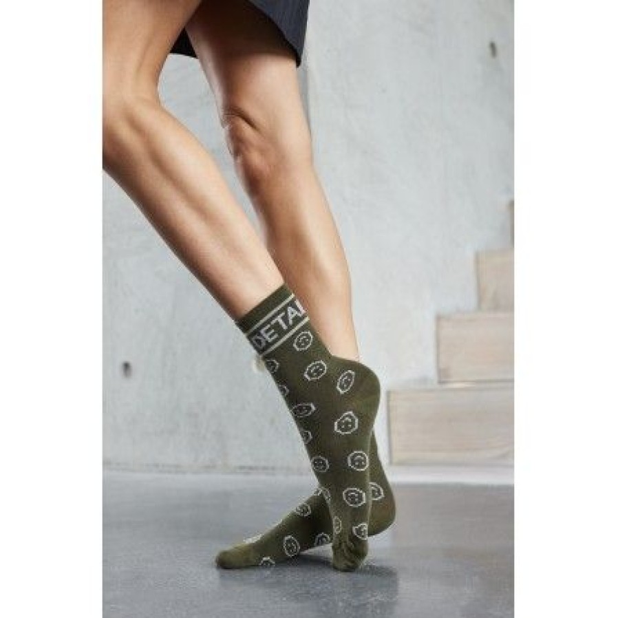 Accessories HYPEtheDETAIL Ankel Stromper | Hypethedetail Fashion Sock - Army Gronne Ankelstromper Med Smiley 21447