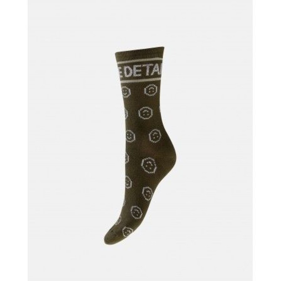 Accessories HYPEtheDETAIL Ankel Stromper | Hypethedetail Fashion Sock - Army Gronne Ankelstromper Med Smiley 21447