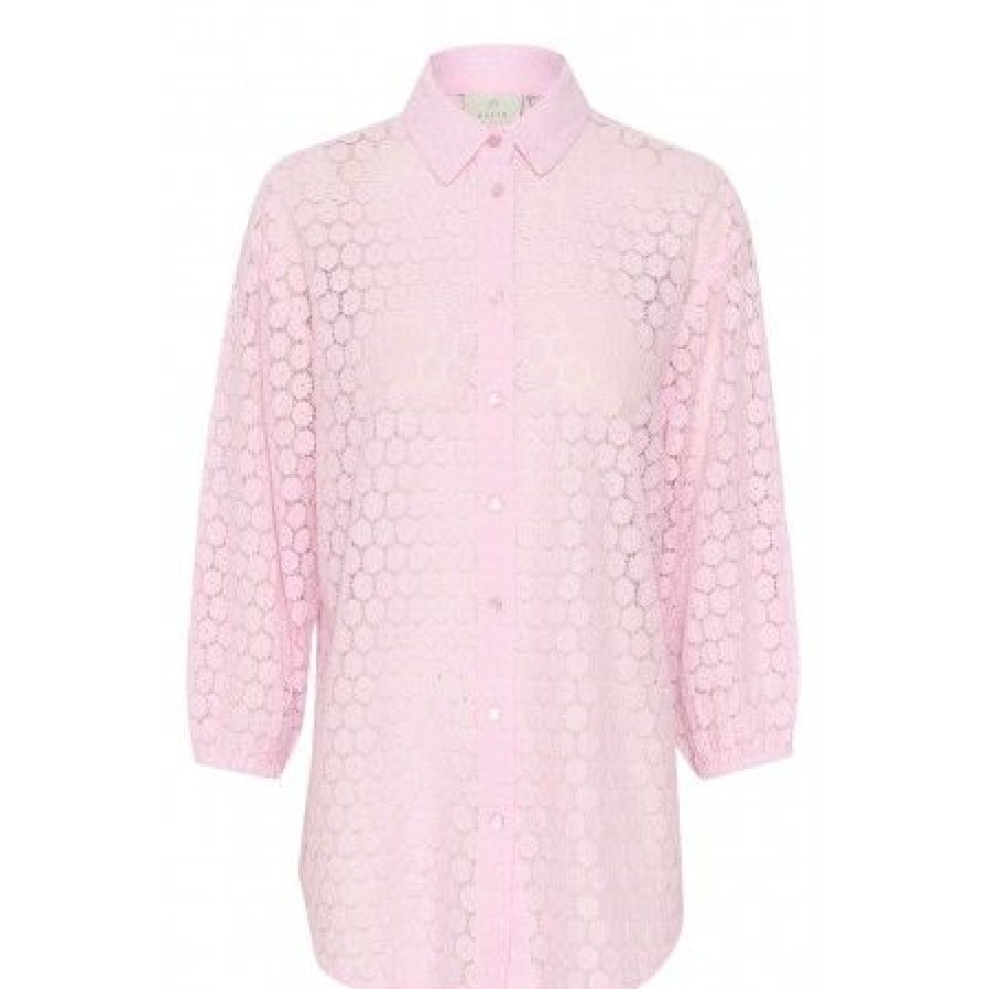 Overdele Kaffe | Kaffe Laloren Lace Shirt - Lyserod Skjorte 10508509 Pink Mist