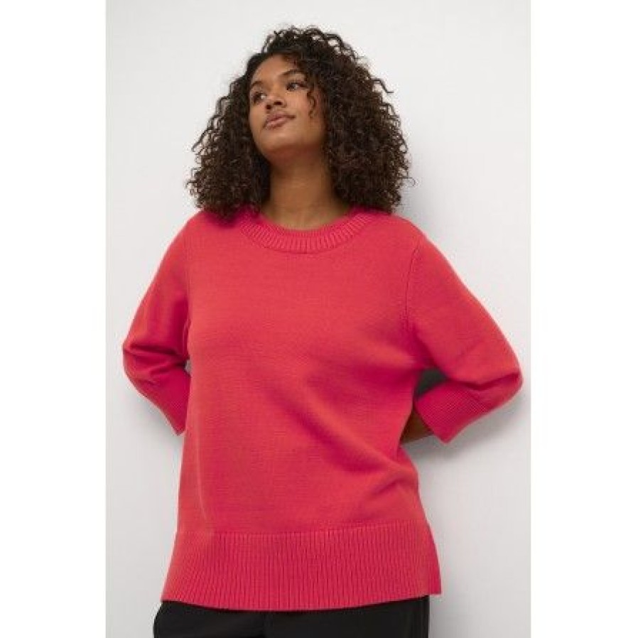 Overdele Kaffe Curve | Kaffe Curve Kcmarna Pullover - Koral Strik 10582136 Cayenne