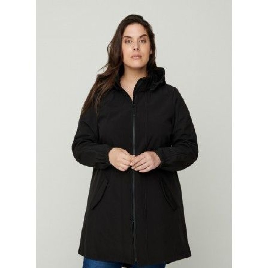 Overtoj Zizzi | Zizzi Zaspen, Softshell Jakke - Overtoj Z99441A Black Solid