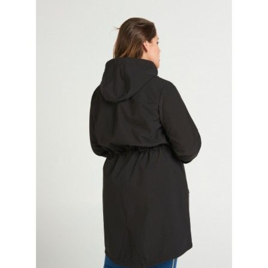 Overtoj Zizzi | Zizzi Zaspen, Softshell Jakke - Overtoj Z99441A Black Solid