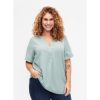 Overdele Zizzi | Zizzi Vanni 1/2 Blouse - Gron Bluse V10000B Chinois Green