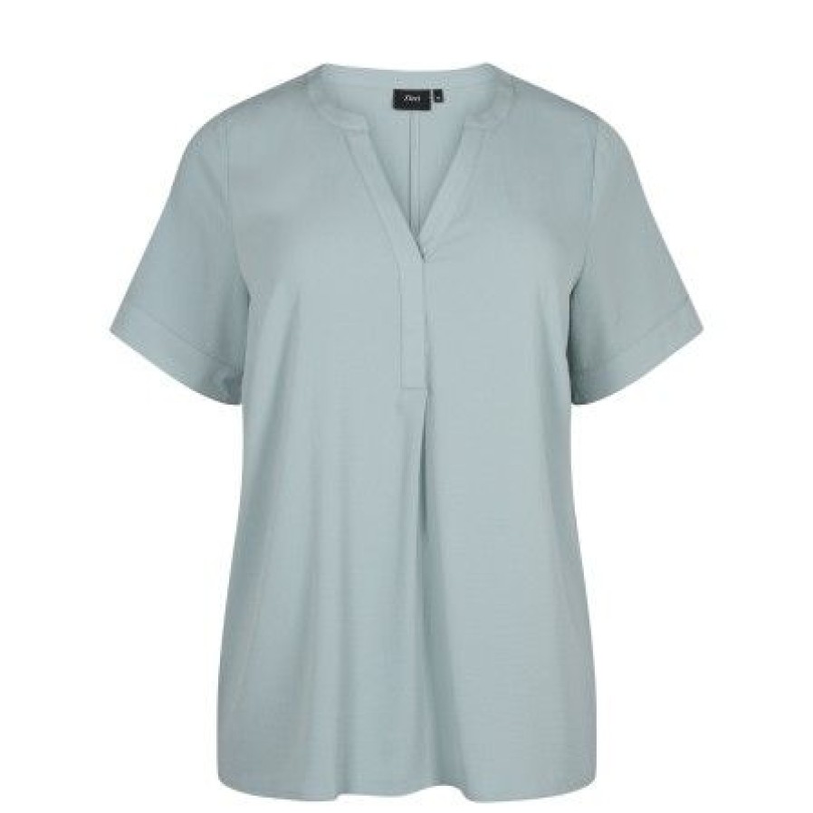 Overdele Zizzi | Zizzi Vanni 1/2 Blouse - Gron Bluse V10000B Chinois Green