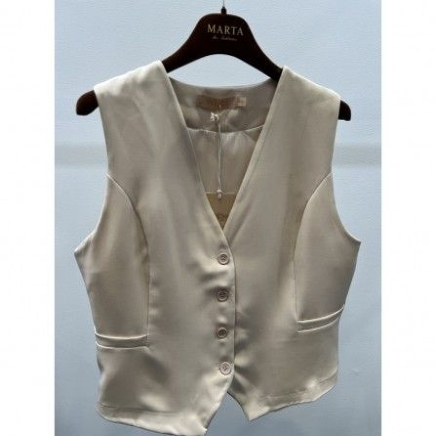 Overdele Marta du Chteau | Marta Mdc Vilde Vest - Sandfarvet Vest 81093 Beige