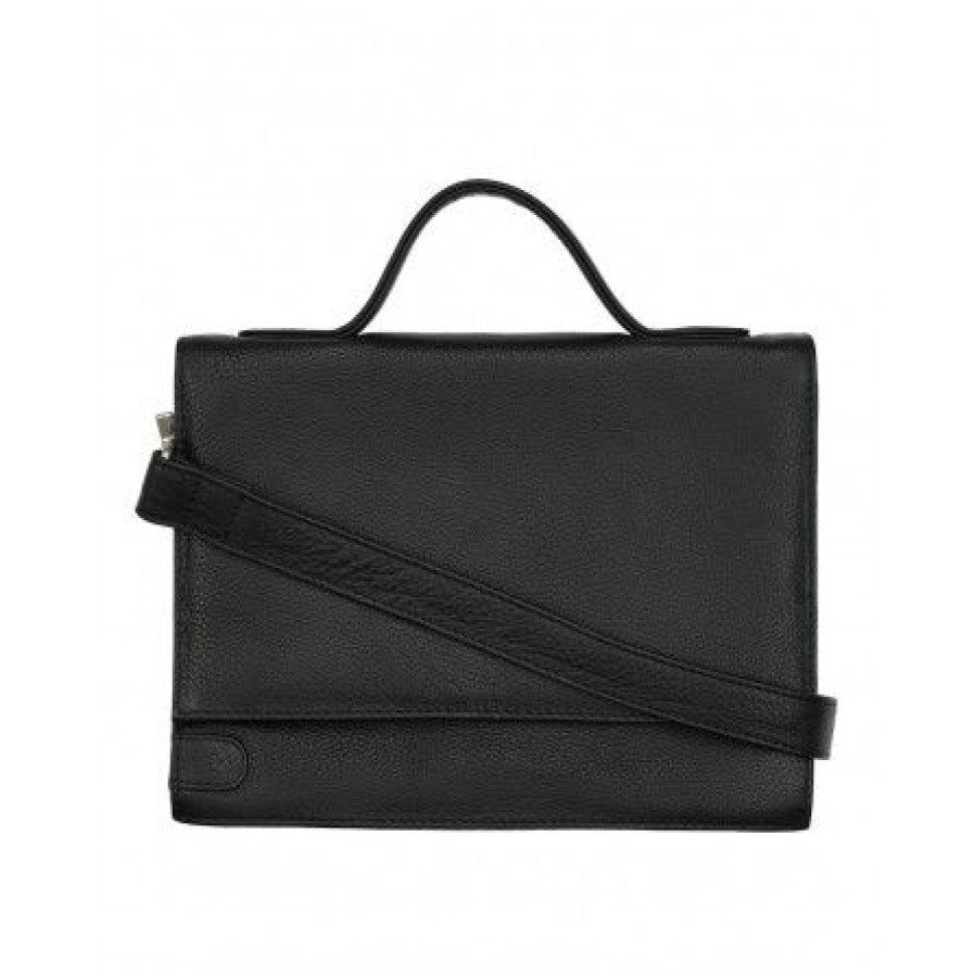 Accessories TimogSimonsen Skindtasker | Tim&Simonsen Gerda Bag - Sort Skindtaske Med Hank 1928 Black/Silver