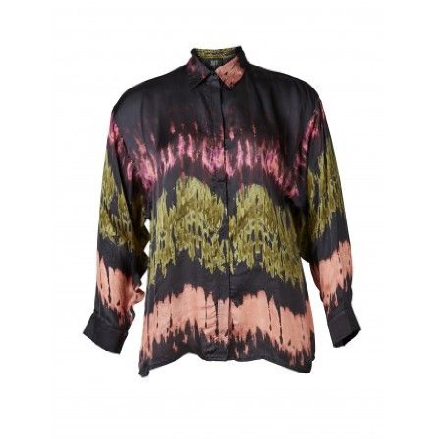 Overdele Zoey | Zoey Xiomara Blouse - Sort Bluse Med Batik Print 232-8047 Black Mix