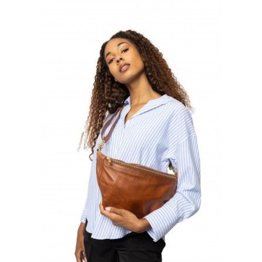 Accessories RE:DESIGNED Skindtasker | Re:Designed Emila Bumbag - Brun Bumbag Med Guld Lynlas 6062 Walnut