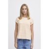 Overdele Ichi | Ichi Ihyulietta Ss9 - Coral Stribet T-Shirt 20120227 Coral Rose Stripe