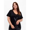 Overdele Zizzi | Zizzi Vgiana S/S - Sort T-Shirt Med Ansigt V50047I Black W. Face