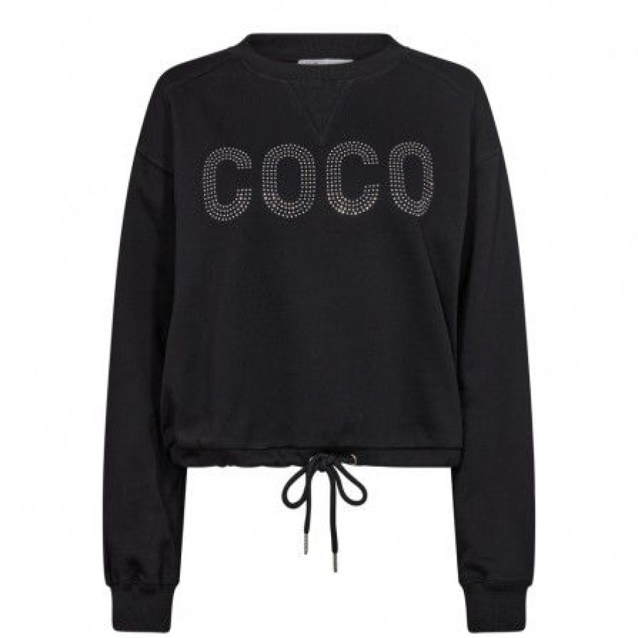 Overdele Co'couture | Co Couture Cropcc Tie Stone Sweat - Sort Sweat 37022 Black