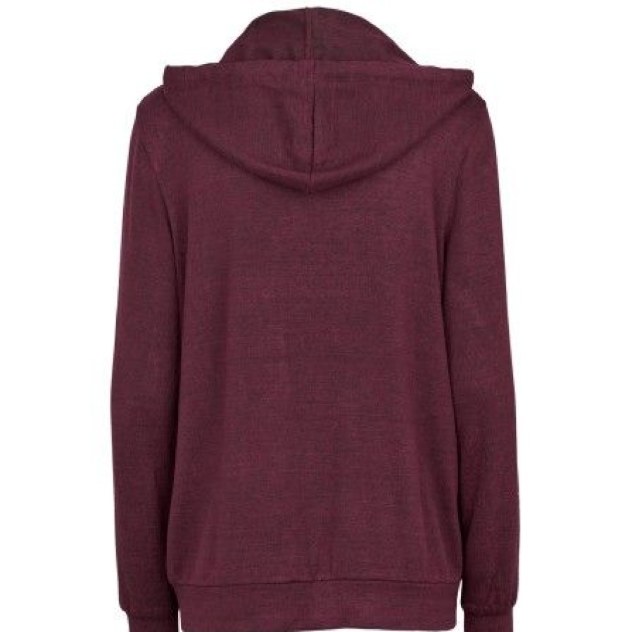 Lingeri/Nattoj Missya Loungewear | Missya Cozy Hoodie - Bordeaux/Rosa/Gra Stribet Hoodie Med Lynlas 13352 Burgundy