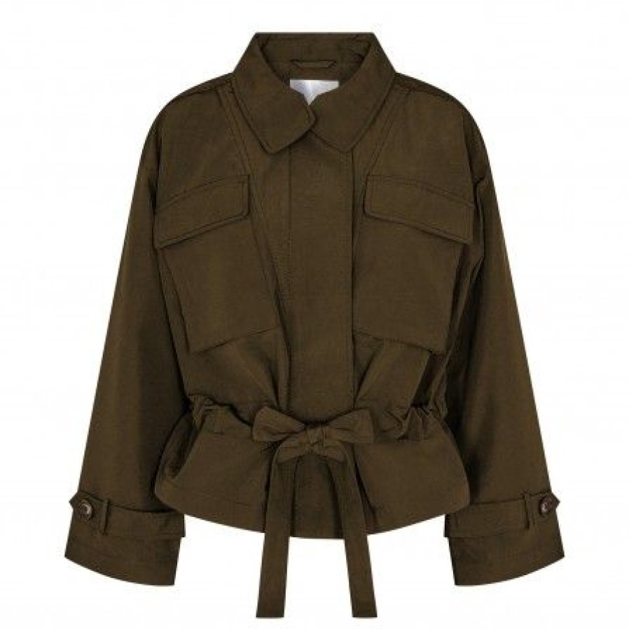 Overtoj Co'couture | Co Couture Elbacc Crop Jacket - Army Gron Jakke 30078