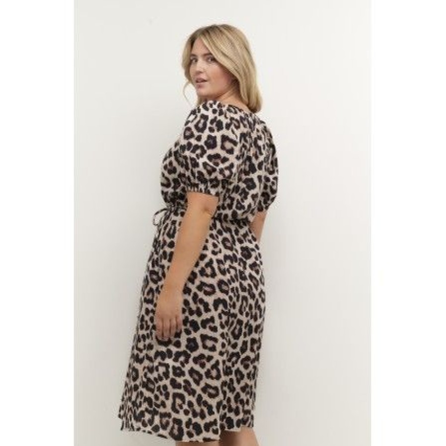 Plus Size Kaffe Curve | Kaffe Curve Kcsalmi Dress - Leopard Printet Kjole 10581552 Feather Gray Leo