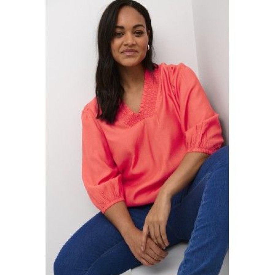 Overdele Kaffe Curve | Kaffe Curve Kcdania Blouse - Coral Bluse 10582167 Cayenne