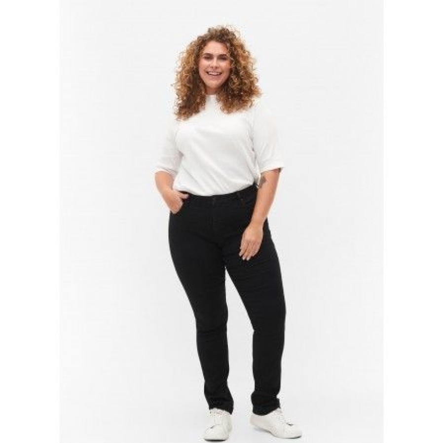 Underdele Zizzi | Zizzi Jeans, Long, Emily J10305A - Sorte Jeans Black