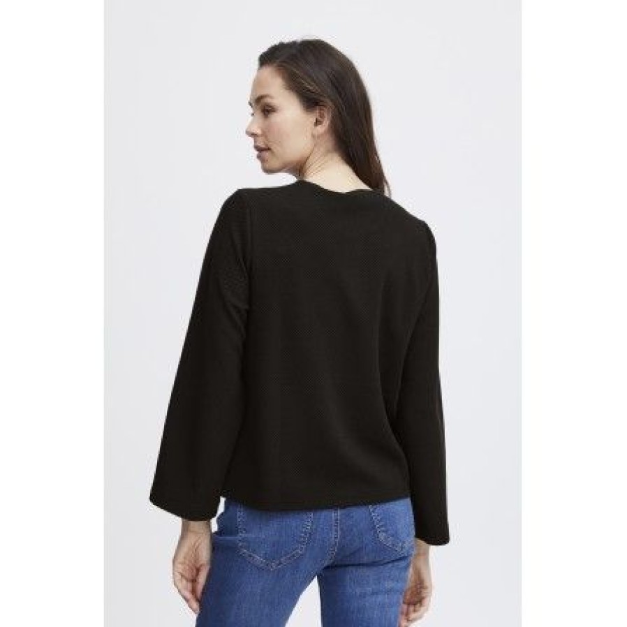 Overdele Fransa | Fransa Freija Car 1 - Sort Kort Cardigan Med Knapper 20613404 Black