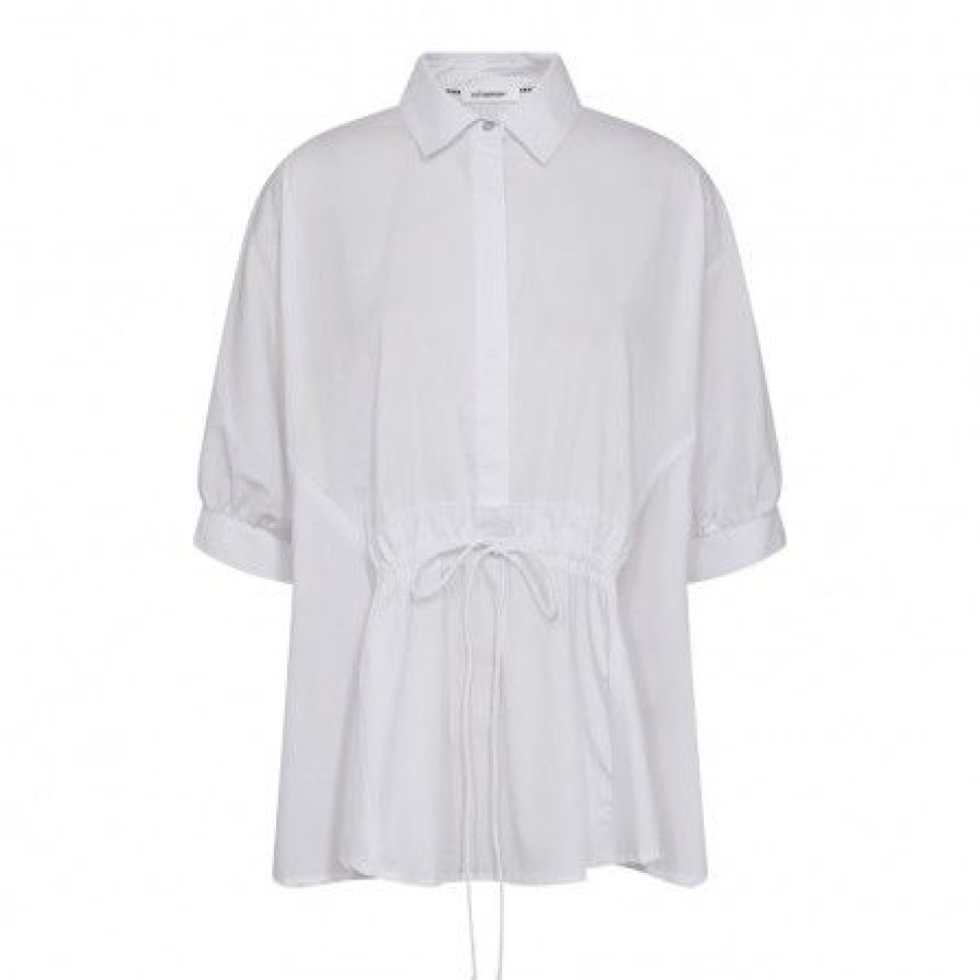 Overdele Co'couture | Co Couture Cotten Cc Crisp Wing Blouse - Hvid Skjorte 35417 White