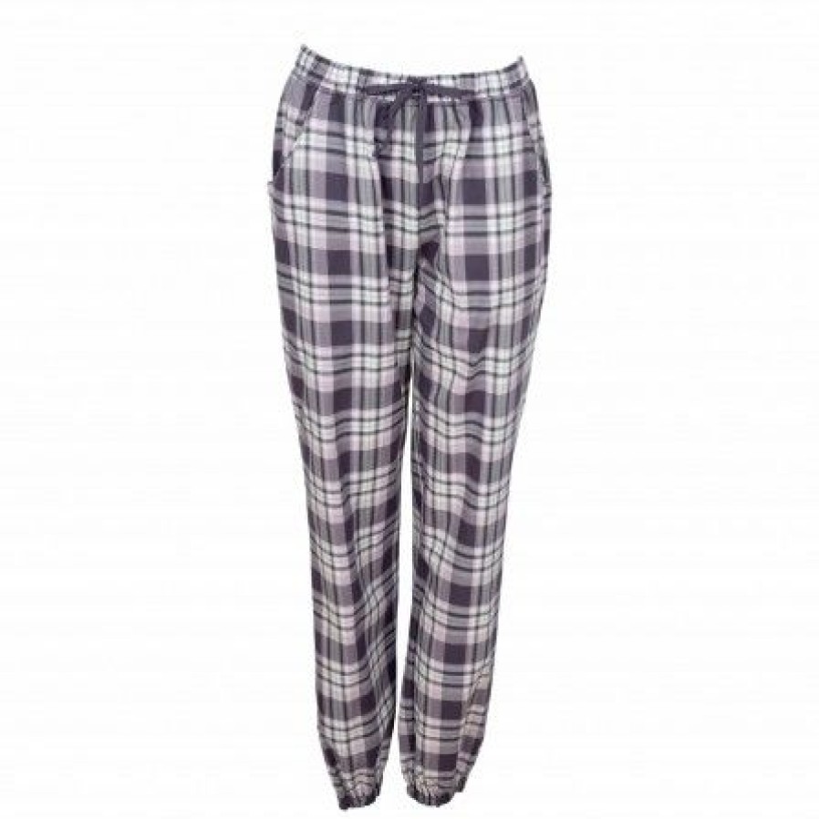 Lingeri/Nattoj Lady Avenue Lingeri | Lady Avenue Cotten Flanel Pant - Ternede Pyjamas Bukser 83-1288 Graphite Checks