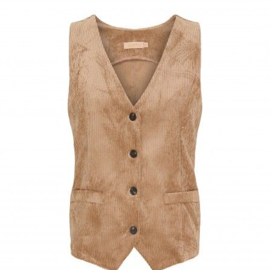 Overdele Marta du Chteau | Marta Mdcagatha Vest - Beige Flojlsvest 3913B Camella